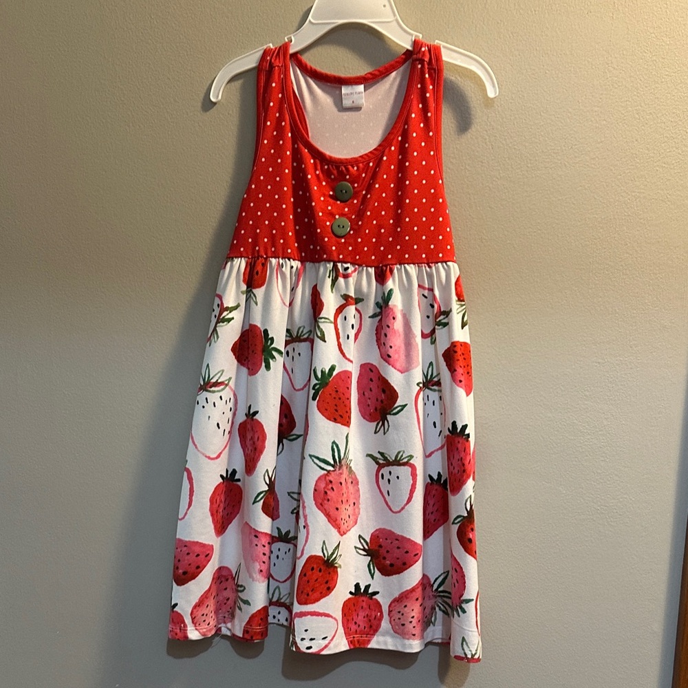 Strawberry Delight Red and White Kids Casual Dress